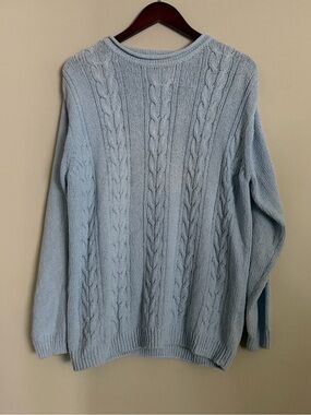 Tulchan | Baby Blue Cable Knit Sweater Cotton Blend |  L